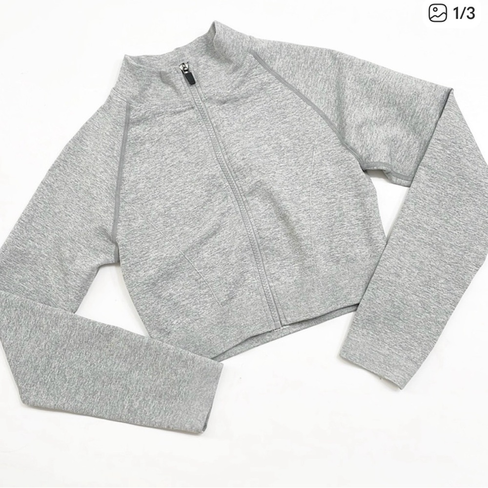 Gray cropped zip up jacket